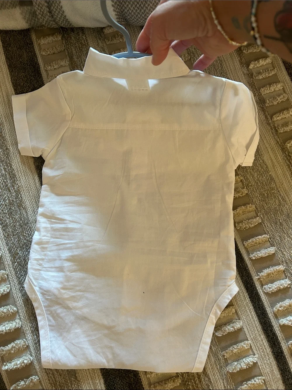 Source Unknown White Short-Sleeve Baby Bodysuit with Black Bow Tie